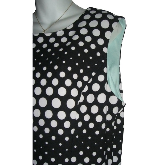Sandra Darren Dress Black White Polka Dot Plus Size Party Cocktail LBD Sz 16 - Picture 8 of 13